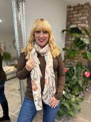 Mocha Gold Paisley Raw Edge Scarf