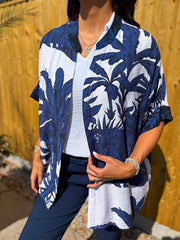 Navy Coastal Palm Blouse Naomi
