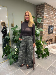 Khaki Camo Wide Leg Trousers
