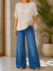 Stone Cotton Reverse Seam Knit Jo