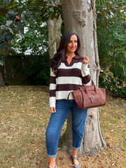 Chocolate Stripe Collared Knit Anita