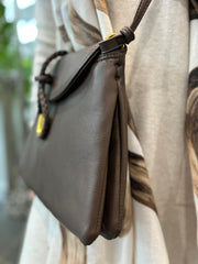 Chocolate Braid Fasten Shoulder Bag