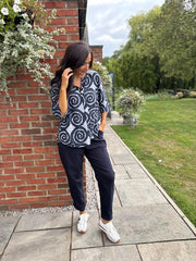 Navy Frill Pocket Trousers Sasha