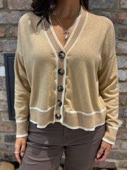 Gold Contrast Trim Shimmer Cardi Ophelia