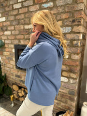 Denim Hooded Button Shacket Mabel