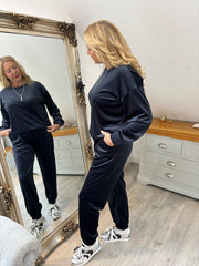 Navy Velour Leisure Set Amelia
