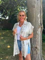 Stone Mocha Coral Print Blouse Stacey