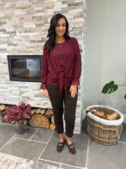 Wine Lace Tie Front Shrug Rachel