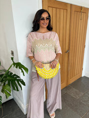 Pink Chevron Detail Knit Masie