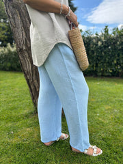 Blue Bubble Cotton Trousers