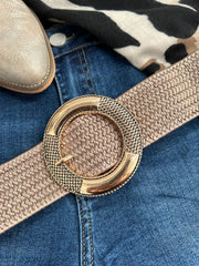 Champagne Buckle Weave Belt