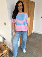 Pink Short Sleeve Stripe Jumper Adele