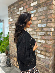 Black Floral Sequin Crochet Cardi Taylor