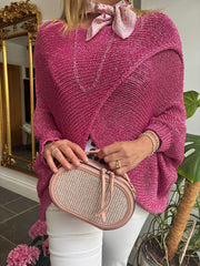 Lipstick Lurex Knitted Wrap Jumper Nell