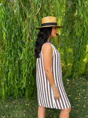 White Striped Sleeveless Dress Tiana