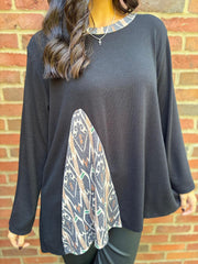 Black Patterned Knit Top Danielle
