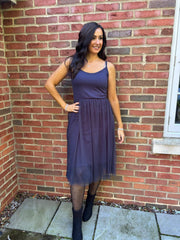 Navy Half Mesh Slip Olivia