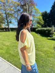 Lemon Cold Shoulder Top Orla