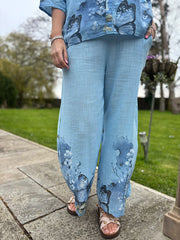 Blue Floral Butterfly Top Reeva