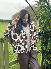 Chocolate Leopard Quilted Coat Adele