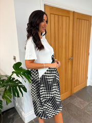 White Half Checked Pocket Dress Amelia