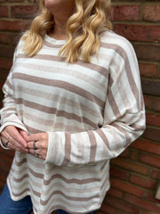 Mocha Stripe Long Sleeve Top Yasmin