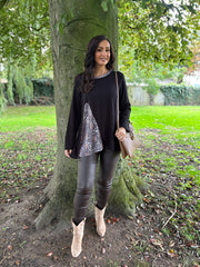 Black Ditsy Leopard Knit Top Danielle