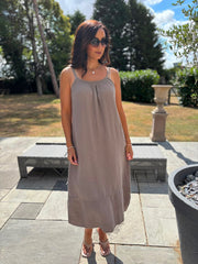 Mocha Bubble Cotton Dress Athena