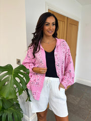 Candy Pink Paisley Bubble Cotton Shirt Alina
