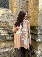 Camel Applique Flower Knit Ella