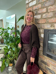 Aubergine Floral Vine Mesh Top Tracy