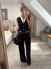 Black Button Waistcoat Set Zara
