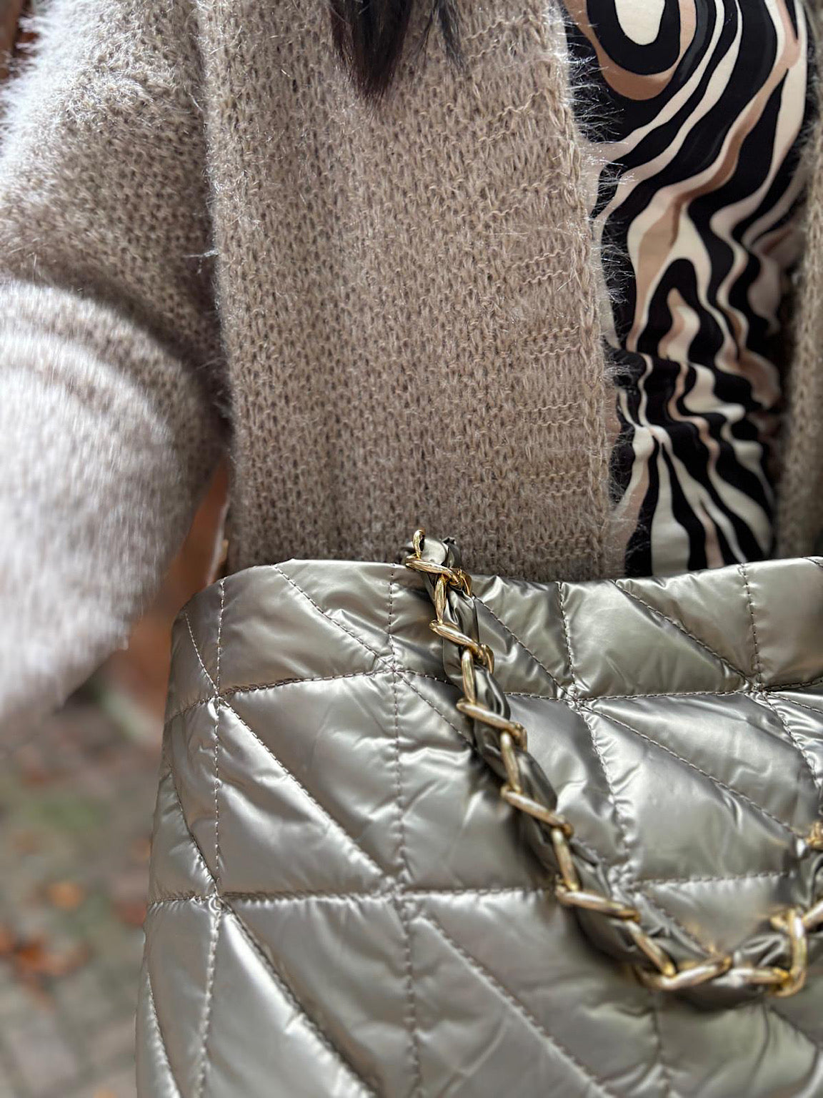 Gold Metallic Quilted Handbag Tillett s