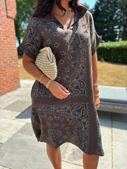 Chocolate Bubble Cotton Paisley Shirt Dress Jane