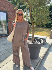 Mocha Sequin Star Trousers Taryn