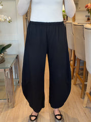 Black Relaxed Barrel Leg Trouser