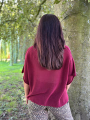 Wine Cotton Reverse Seam Knit Jo