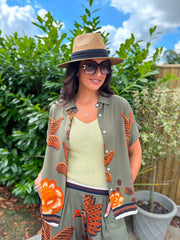Khaki Tropical Print Shirt Maya