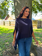 Navy Asymmetric Cosy Knit Fran