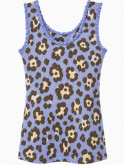 Denim Leopard Ruffle Trim Vest Zoe