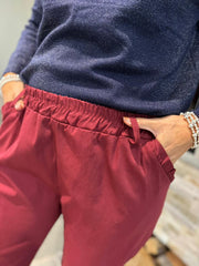 Wine Frill Pocket Trousers Sasha