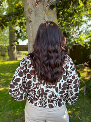 Chocolate Watercolour Floral Jacket Rhianna
