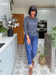 Navy Striped Super Soft Round Neck