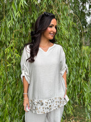 Stone Leopard Trim Co-Ord Theodora