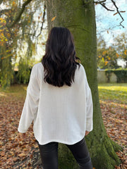 Winter White Chenille Metallic Print Sweatshirt Maddie