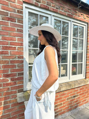White Sleeveless Tie Detail Co-Ord Ashley