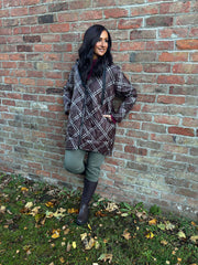 Chocolate Tartan Quilted Coat Maeve
