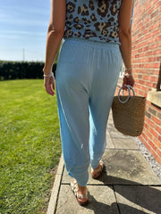Blue Bubble Cotton Trouser Set Jasmine
