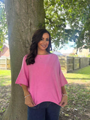 Candy Pink Reverse Seam Round Neck Diana