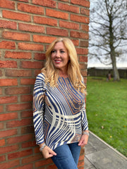 Navy Striped Chain Top Eliza